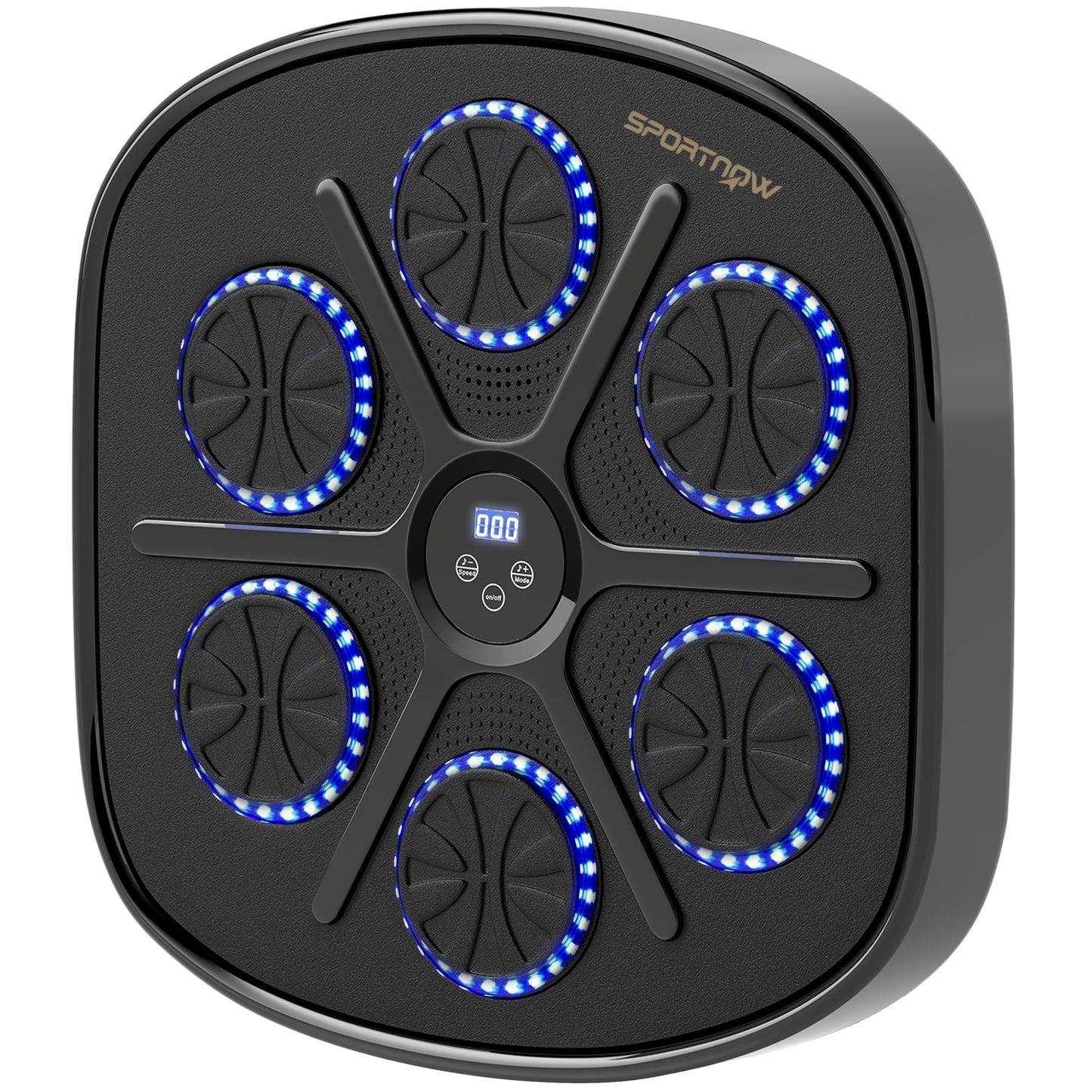 SPORTNOW Musik-Boxmaschine, Rhythmisches Boxgerät, 9 Modi, Bluetooth, LED-Lichter, mit Boxhandschuhen, Schwarz