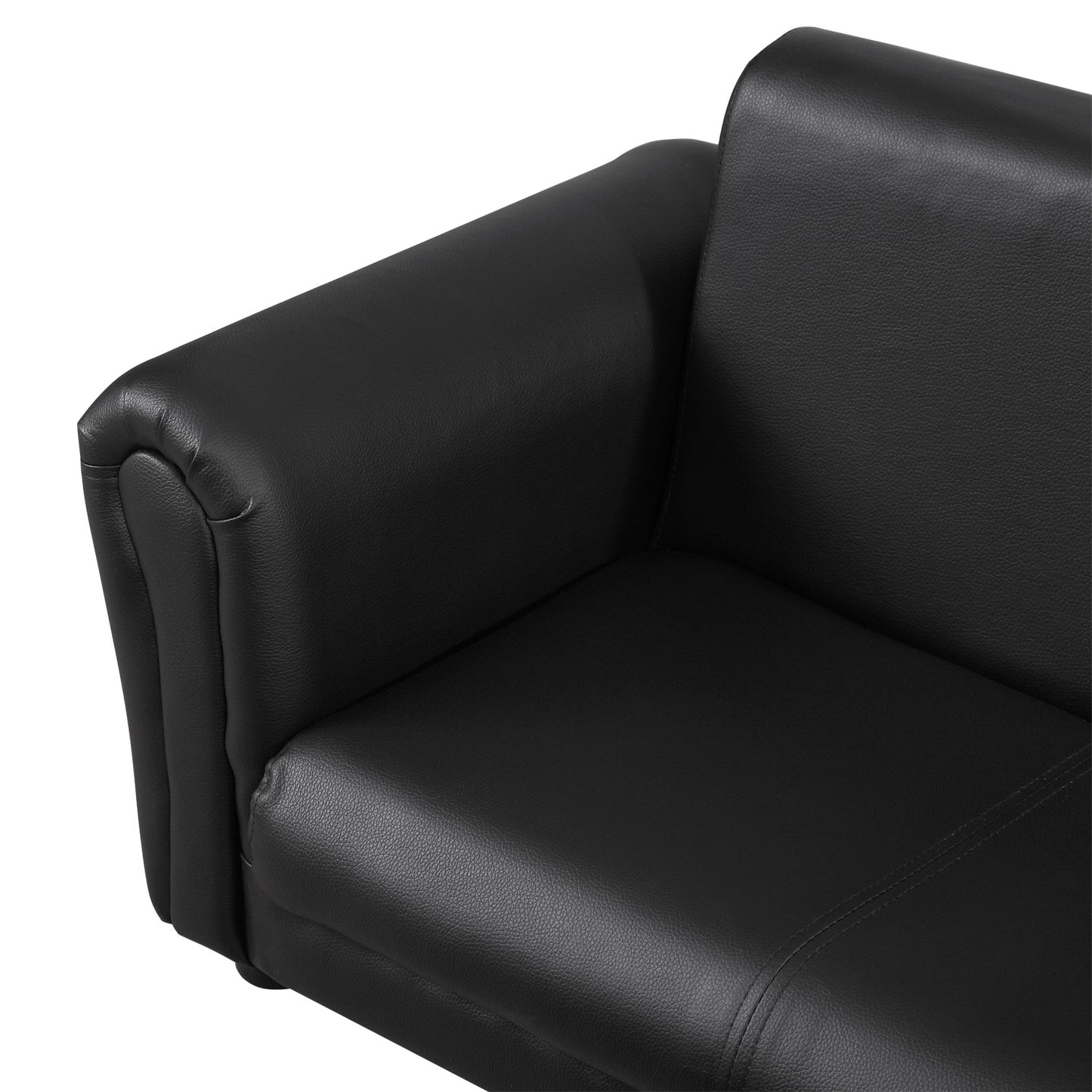 HOMCOM Kindersessel mit Fußhocker, Kindercouch mit Hocker, Kindersofa, Sofa Sessel, Schwarz, 83 x 42 x 41 cm