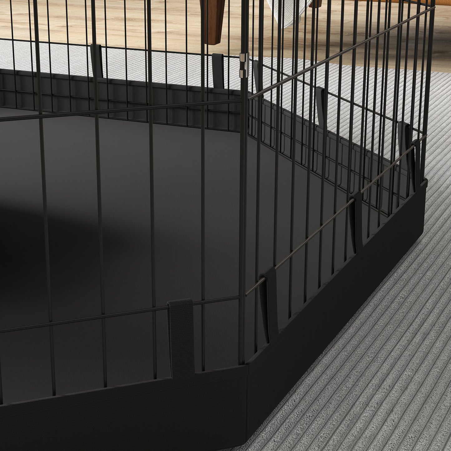 PawHut Welpenauslauf, 76 cm hoch/ca. 2,5 m², 8 Panele, Bodenplane, Kombi-Dachplane