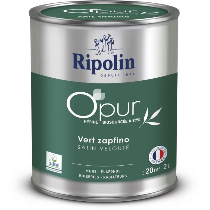 O'PUR paint for walls, woodwork & radiators - RIPOLIN - 472187 - Zapfino green - Velvety satin - 2 L