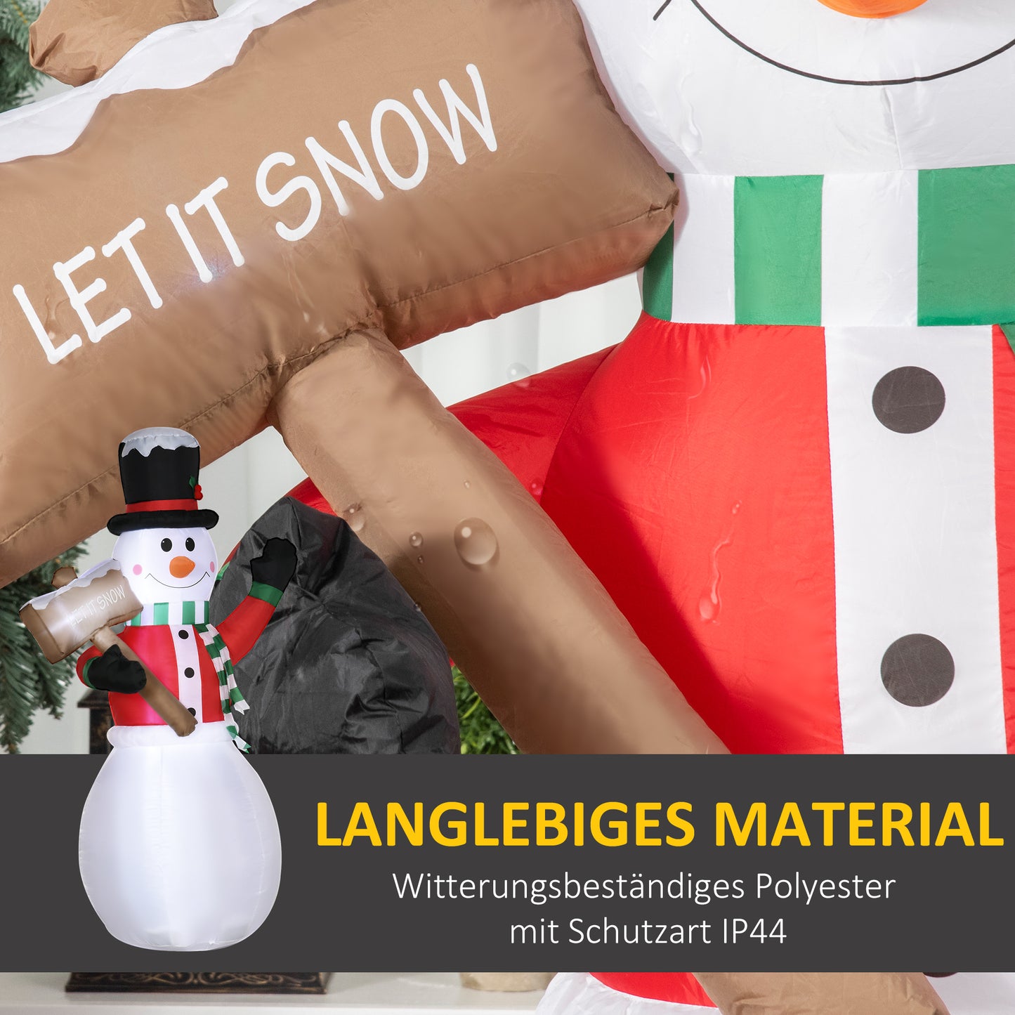 HOMCOM Aufblasbarer Schneemann, Outdoor Weihnachtsdekoration, 1,80 m, Santa Claus, inkl. Gebläse, Mehrfarbig