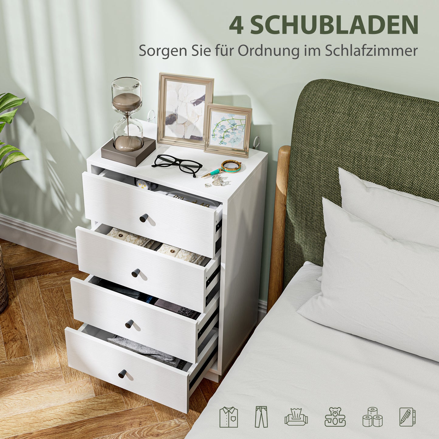 HOMCOM Kommode Sideboard mit 7 Schubladen Schrank aus Holzwerkstoff im Modern Stil 47 x 29 x 75 cm Weiß