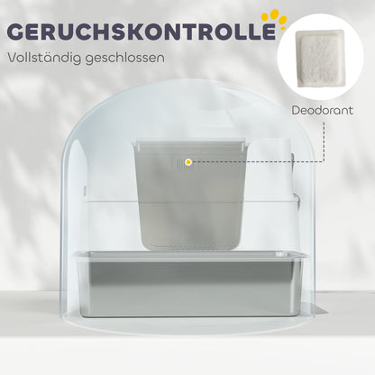 PawHut Katzentoilette, Edelstahl, XL-Innenraum, mit Schaufel, Hellgrau