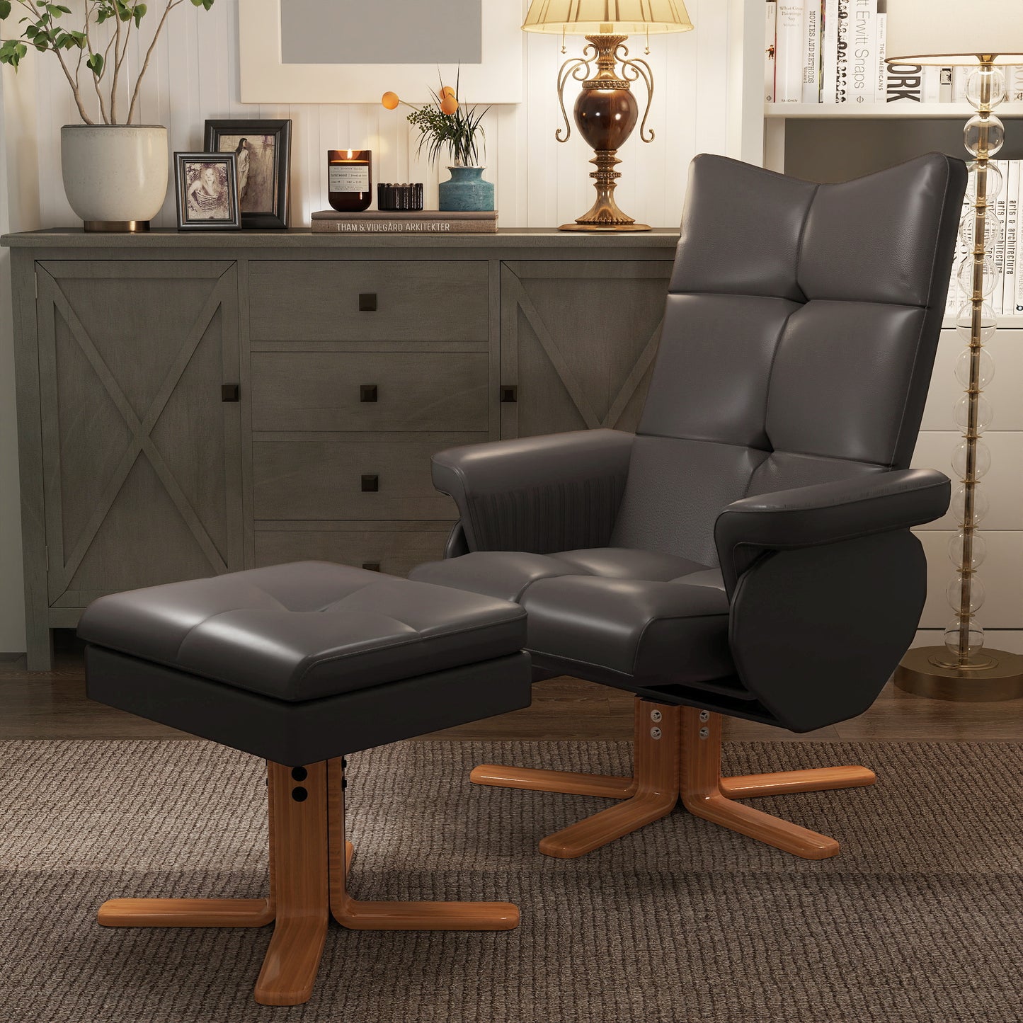 HOMCOM Relaxsessel mit Liegefunktion Massagesessel mit Fußhocker Fernsehsessel TV Sessel 145°-Neigung Liegesessel Ergonomischer Stuhl mit 10 Vibrationpunkte Kunstleder Braun 80 x 86 x 99 cm