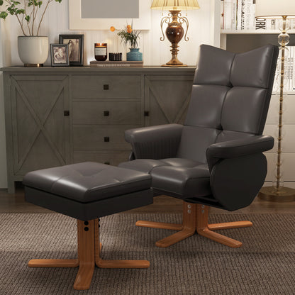 HOMCOM Relaxsessel mit Liegefunktion Massagesessel mit Fußhocker Fernsehsessel TV Sessel 145°-Neigung Liegesessel Ergonomischer Stuhl mit 10 Vibrationpunkte Kunstleder Braun 80 x 86 x 99 cm