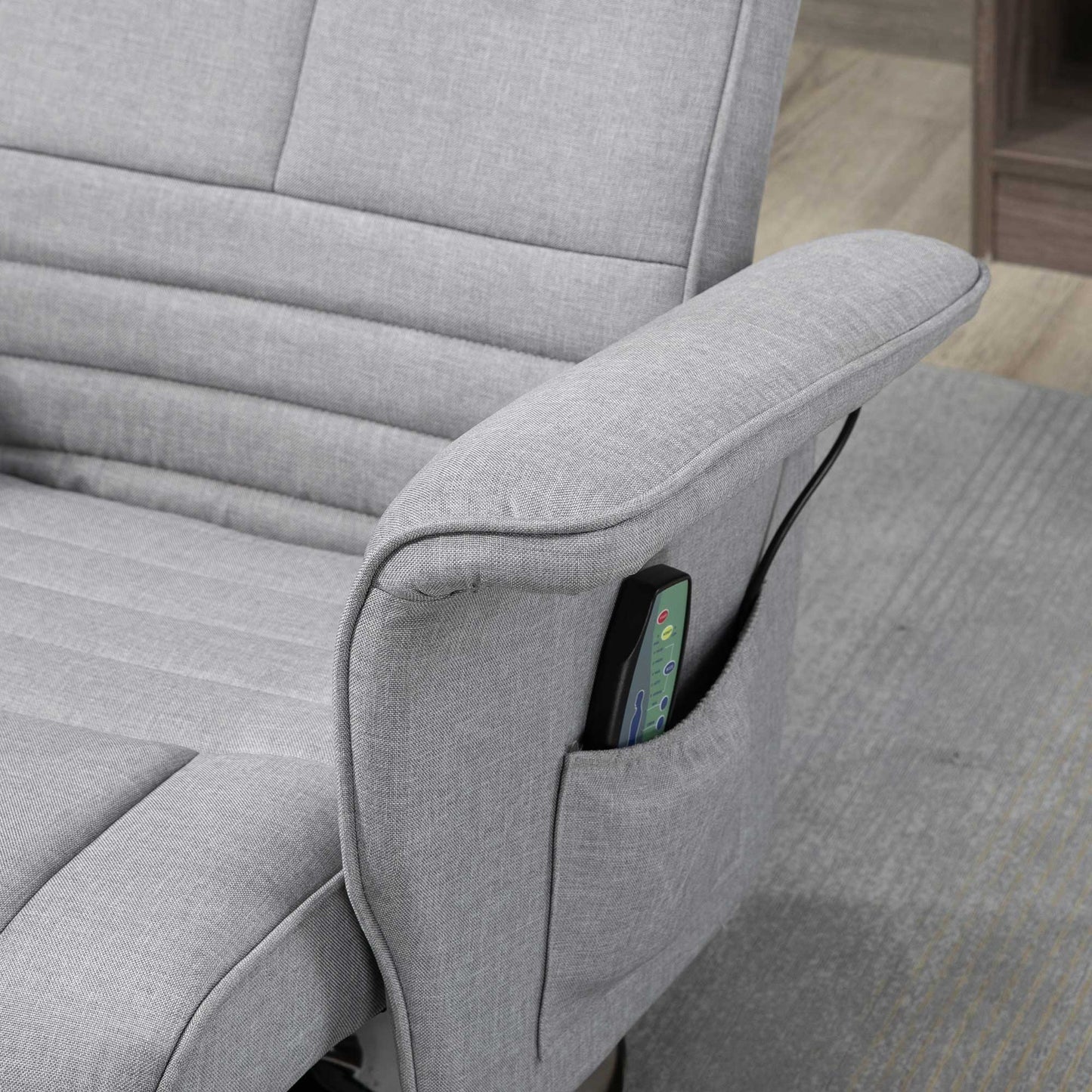 HOMCOM Massagesessel mit Hocker, neigbare Lehne, 78 x 95 x 88 cm, Hellgrau