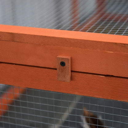 Pawhut Freilaufgehege für Kleintiere Aufklappbares Dach Tannenholz Orange