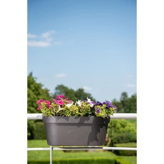 Planter + hook - GARDEN ID Star - Black-Anth 50 x 21 cm - Easy fixing - Water reserve - recycled and 100% recyclable