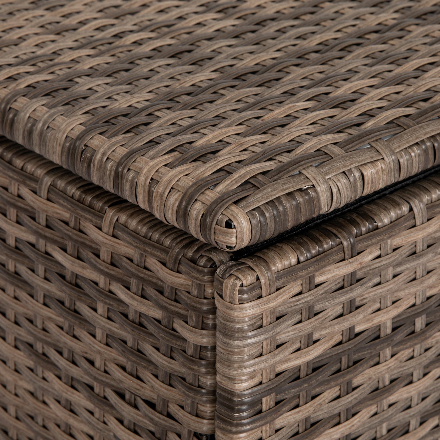 Outsunny Polyrattan Auflagenbox, Stoff-Innenauskleidung, leichtes Öffnen/Schließen, Metallrahmen, 75B x 75T x 70H cm, Schwarz