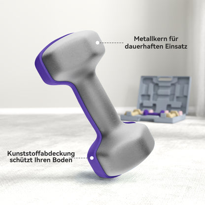SPORTNOW Hantelset, 6er Set Hanteln mit Gewichten, Kurzhantelset aus Stahl, 1kg, 1,5kg, 2kg