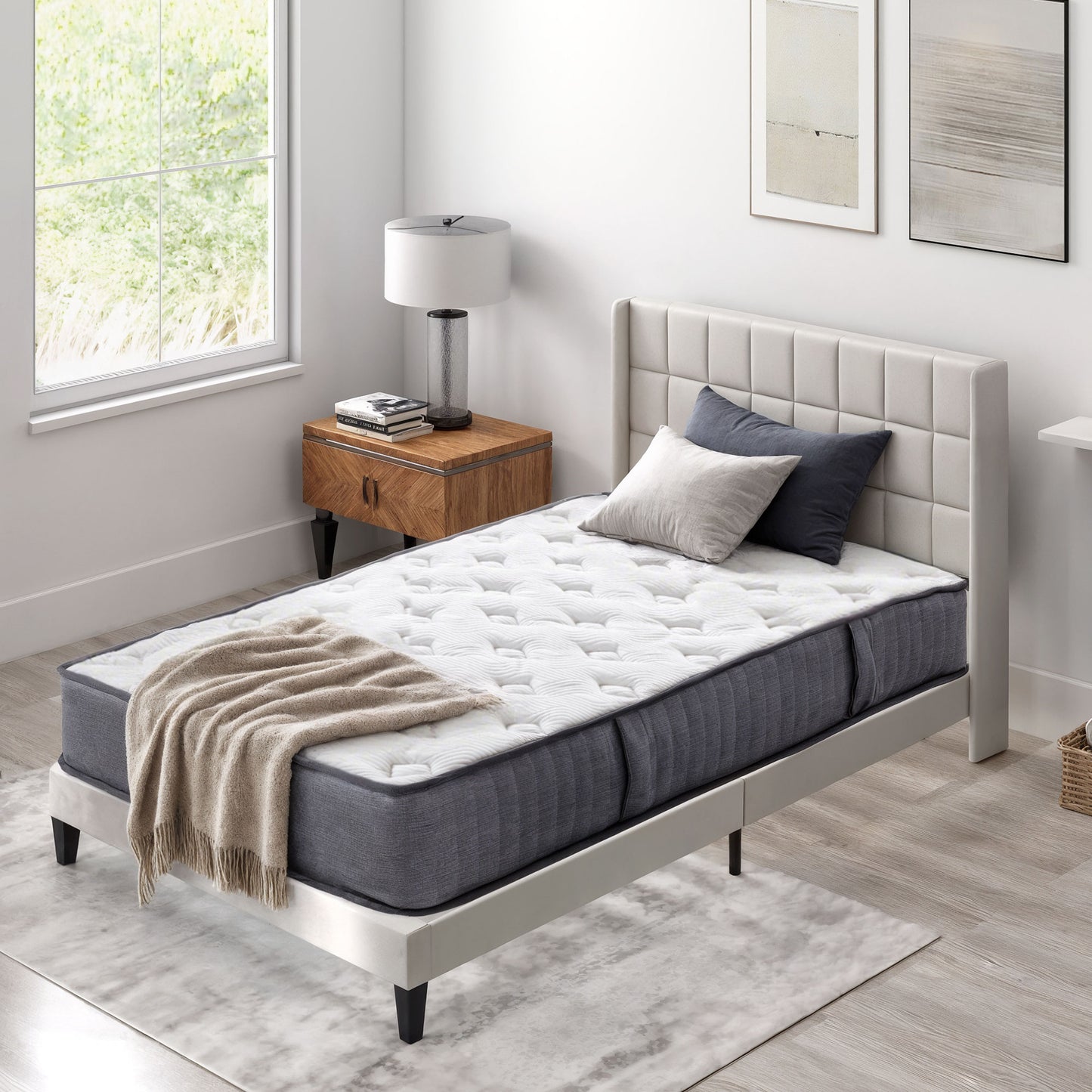 HOMCOM Matratze 90x200 cm 25,8 cm Höhe 7-Zonen ergonomisch mit abnehmbarer waschbar Bezug