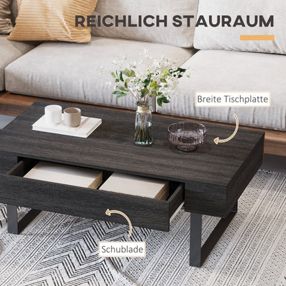 HOMCOM Couchtisch Wohnzimmertisch mit Schublade Modern Sofatisch mit Metallrahmen Beistelltisch Kaffeetisch für Wohnzimmer 110 x 60 x 40 cm, Dunkelgrau