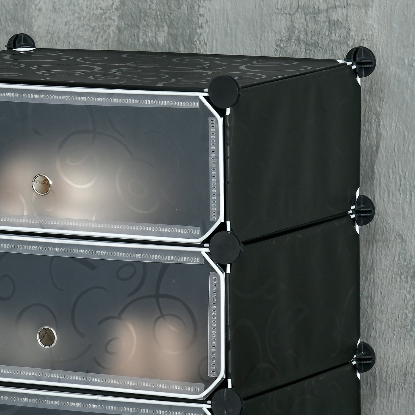 HOMCOM Modulares Regalsystem für 6 Paar Schuhe, 49 cm x 36,5 cm x 108 cm, Schwarz