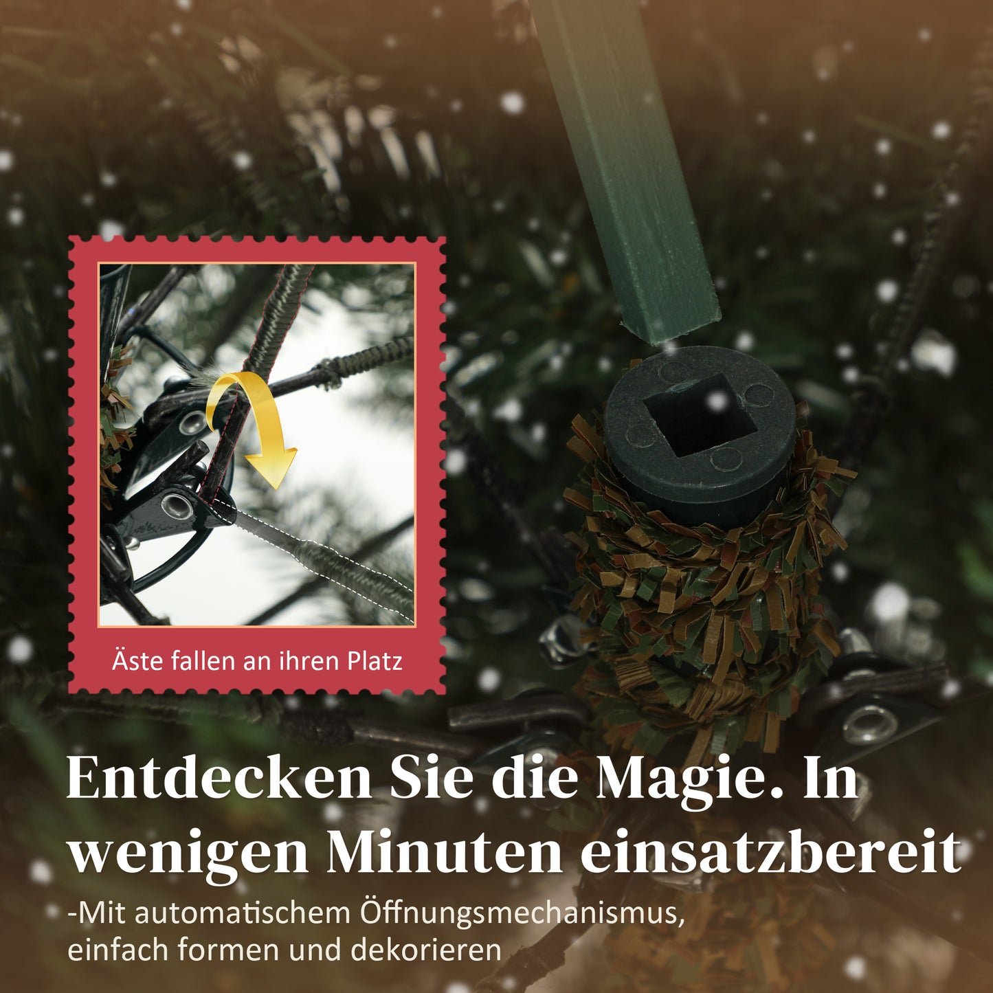 HOMCOM Künstlicher Weihnachtsbaum, 180 cm, dichte Zweige, realistisches Aussehen, flammenhemmend, Kunststoff, Metall, Grün