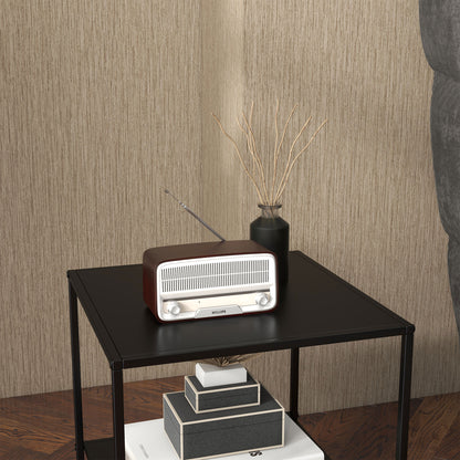 HOMCOM Beistelltisch im Industriedesign Couchtisch Nachttisch, 1 Ablage, Schwarz