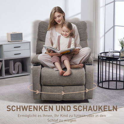 HOMCOM Relaxsessel mit Fußstütze, Loungesessel modern, drehbar, bis 150 kg, Stahlrahmen, 88x96x108cm, Hellbraun