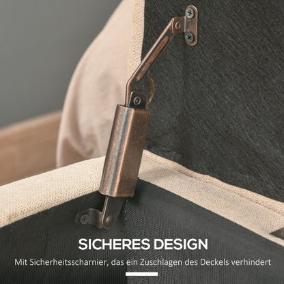 HOMCOM Polsterbank mit Stauraum, Knopfheftung, bis 120 kg, 125 x 49 x 41,5 cm, Beige