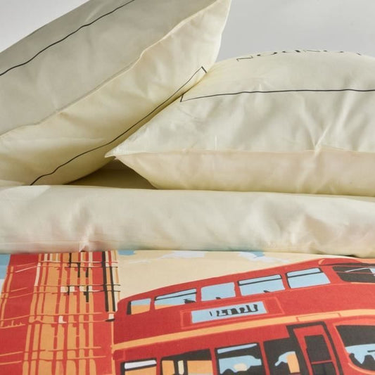 Bedding set - TODAY - JAVA - 2 people - 240x220 cm - Cotton - London print - Off-white