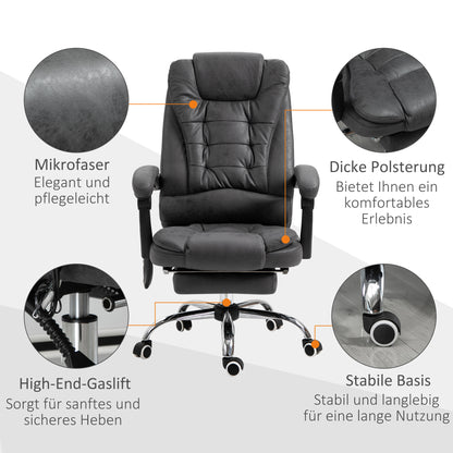 Vinsetto Bürostuhl med massagefunktion, ergonomisk, 65x160x104cm, Grau