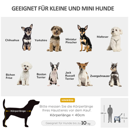 PawHut Hundbuggy Haustierbuggy Haustiertransporter bis 10kg klappbar verstellbare Trageriemen abnehmbarer Korb 81 x 58 x 97,5 cm Schwarz + Blau + Weiß
