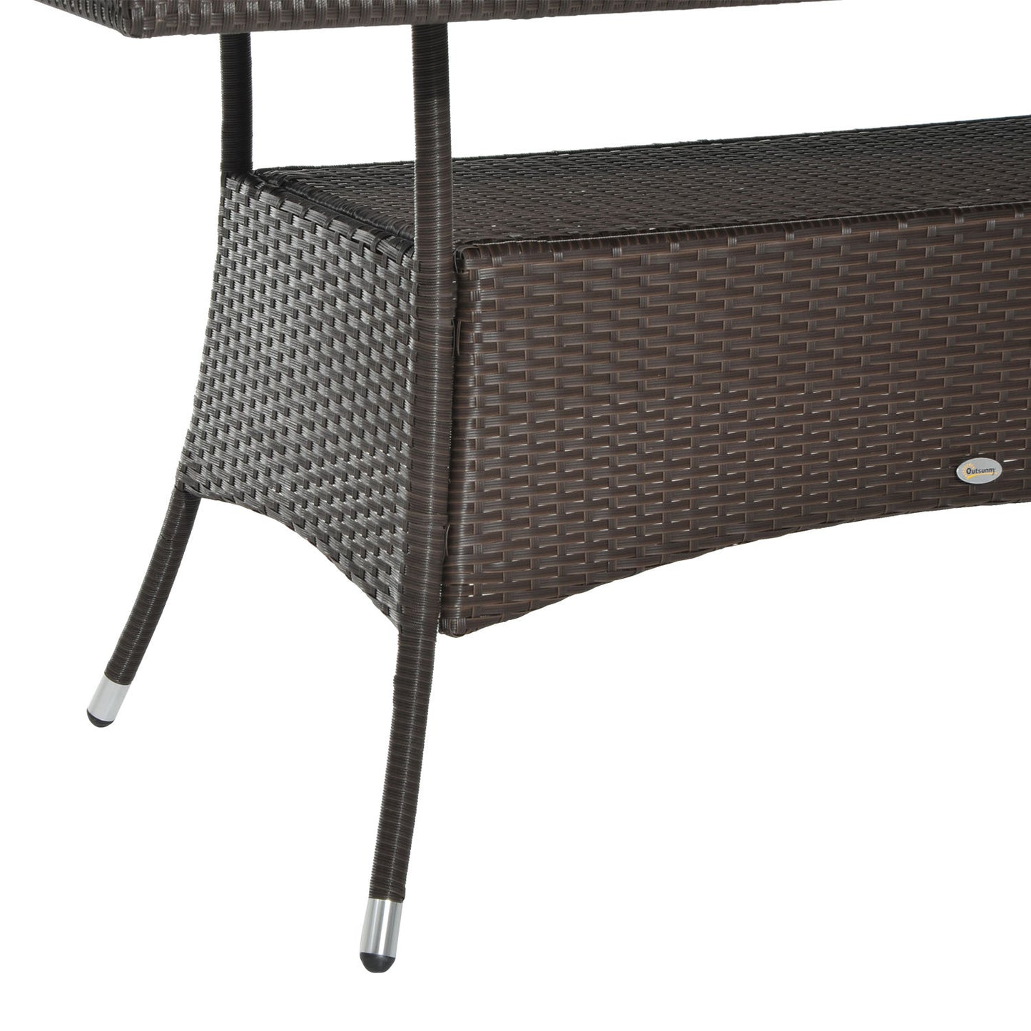 Outsunny Gartentisch Glastisch Esstisch Gartenmöbel Tisch, Polyrattan+Sicherheitsglas, Braun+Schwarz, 150x85x74cm