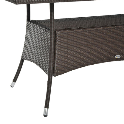 Outsunny Gartentisch Glastisch Esstisch Gartenmöbel Tisch, Polyrattan+Sicherheitsglas, Braun+Schwarz, 150x85x74cm
