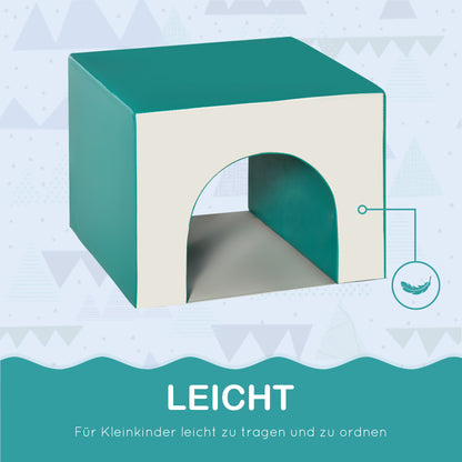 HOMCOM Bausteinset 4er-Set Schaumstoff Bausteine einfache Reinigung weiche Füllung Schaumstoffblöcke für 1-3 Jahre Kinder EPE Hellgrau+Blau+Grün 150 x 50 x 39 cm