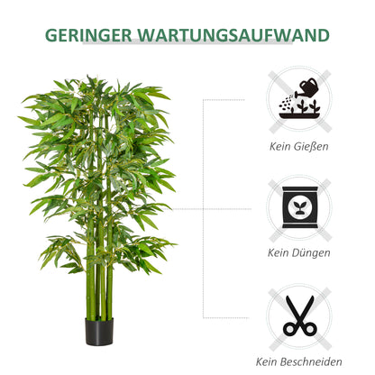 HOMCOM Künstlicher Bambus groß 160 cm Kunstpflanze, Kunstbambus, Plastik Künstliche Pflanzen im Topf, Fake Plant wie echt für Wohnzimmer Schlafzimmer Büro Garten Moderne Dekoration Geschenk