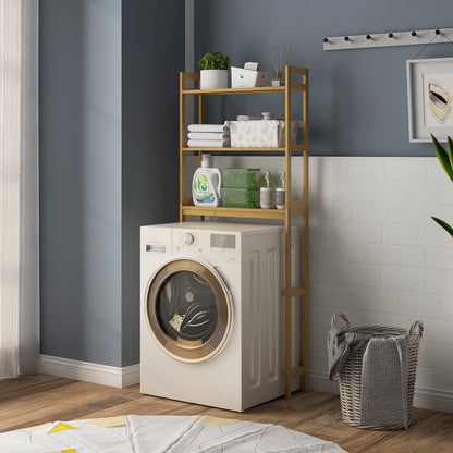 kleankin Badezimmerregal Badregal Toilettenregal, 3 Regale, wasserbeständig, 68 cm x 20 cm x 165 cm, Natur