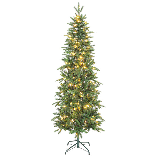 HOMCOM Weihnachtsbaum künstlich 180 cm Christbaum mit 605 dichten Zweigen, 200 warmweiß LED Indoor