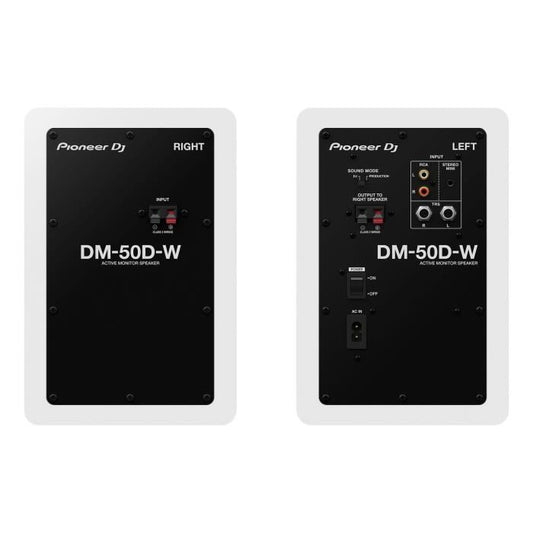 Pair of Pioneer DJ DM-50D-W monitoring speakers - Bass Reflex - 2x25W - DJ or Production mode - White