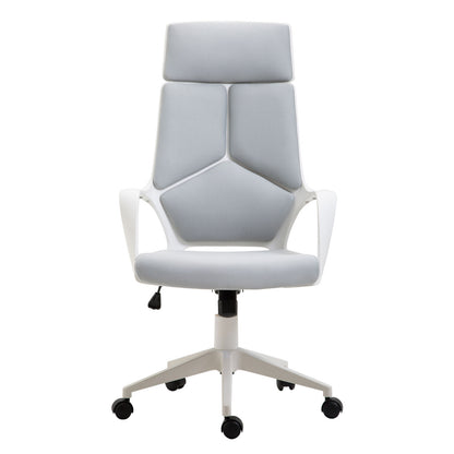 HOMCOM Ergonomischer Bürostuhl, Netz-Gewebe, höhenverstellbar, drehbar, rollbarer Schreibtischstuhl, Grau+Weiß