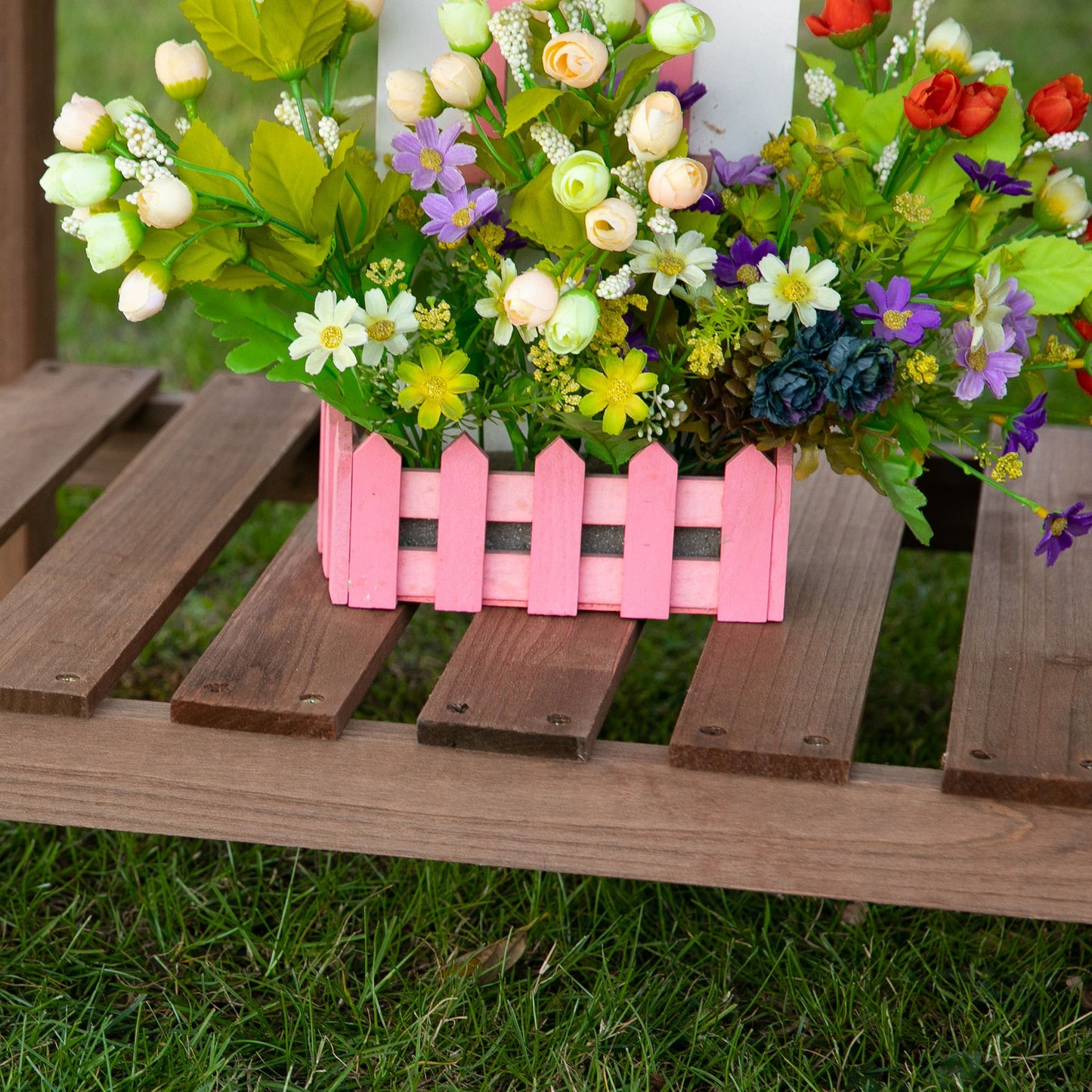 Outsunny Hochbeet Pflanzkasten mit 8 geteilten Gittern faltbare Ablage Blumenkasten Blumentopf Kräuterbeet Massivholz Braun 123 x 54 x 80 cm