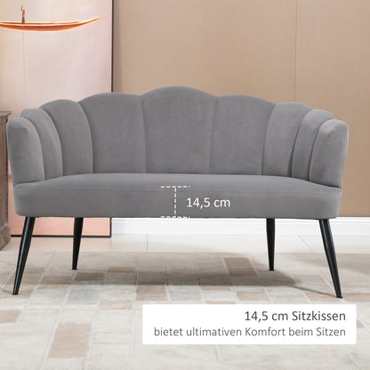 HOMCOM 2-Sitzer-Sofa, Doppelsofa, Zweisitzer Loungesessel im Modern-Design, bis 160 kg belastbar, 132 x 66 x 80 cm, Grau