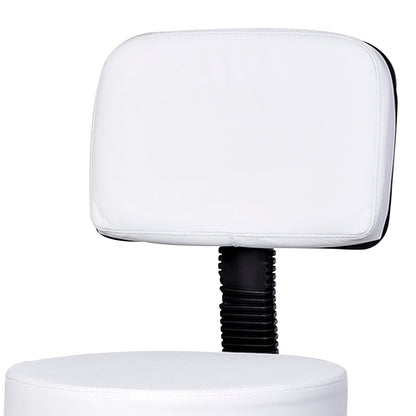 HOMCOM Rollhocker höhenverstellbar mit Rückenlehne Drehhocker 72-84 cm Arbeitshocker 360° drehbar Bürohocker für Büro Salon Massage Spa Weiß