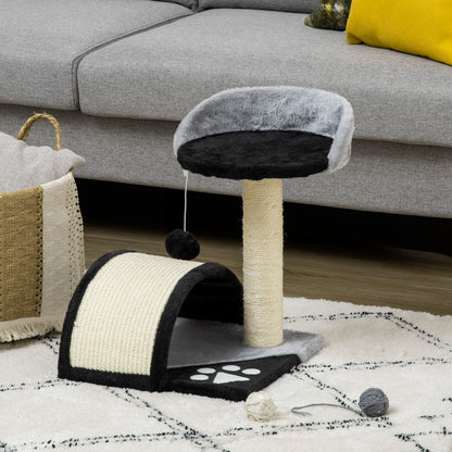 PawHut Kratzbaum Katzenbaum mit Spielbällen Katzenkratzbaum Sisalseil-Kratzstangen Schwarz 35,5 x 37 x 46 cm