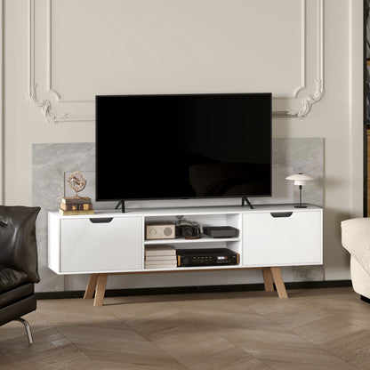 HOMCOM TV-Kommode mit Schubladen und offenen Regalen, MDF, 150 x 39 x 50 cm, Weiß
