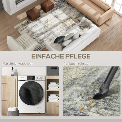 HOMCOM Wohnzimmerteppich, Polyester, modernes künstlerisches Muster, waschbar, Grau