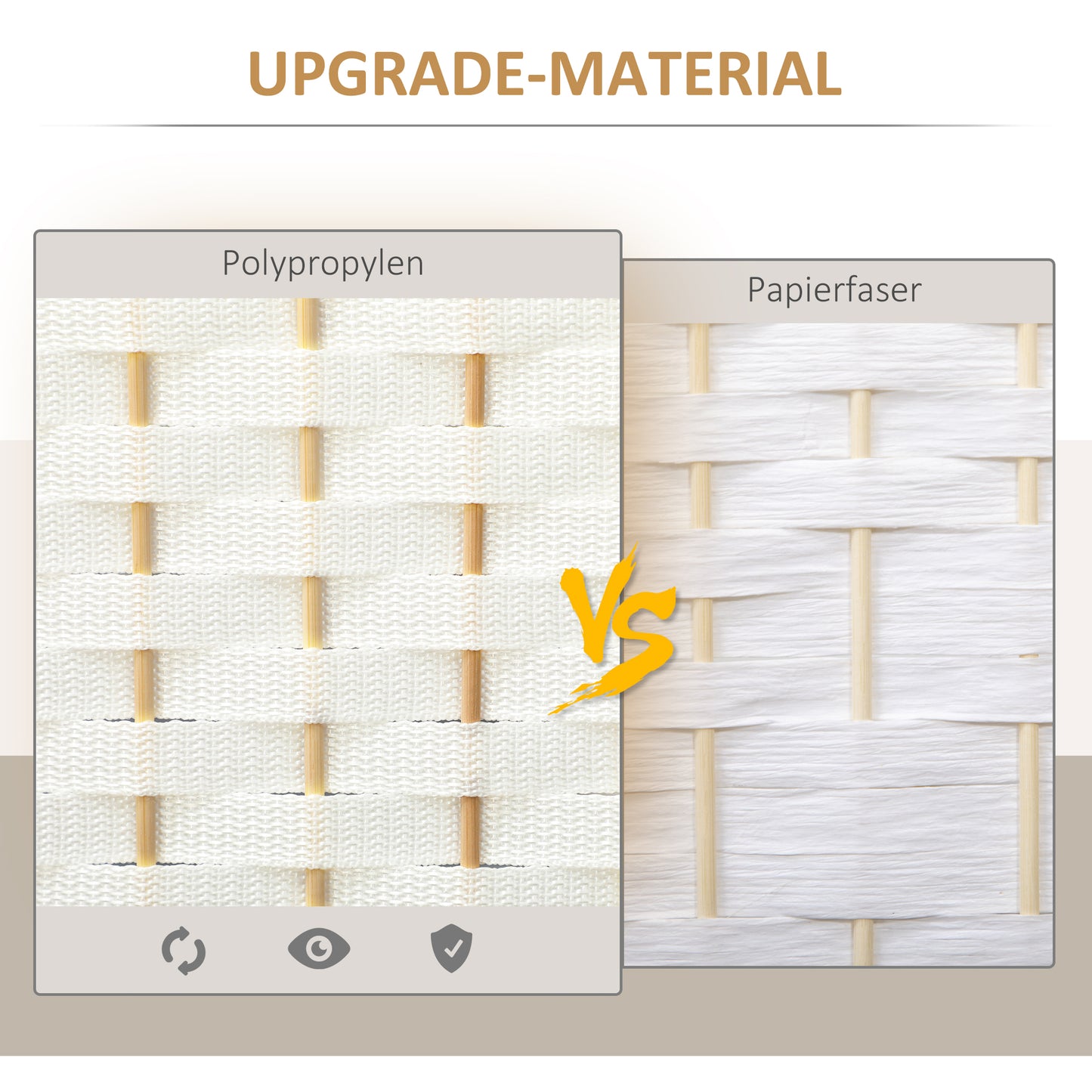 HOMCOM 6-teiliger Raumtrenner, Faltbarer Sichtschutz, Sichtschutzwand für Wohnzimmer, Schlafzimmer, Homeoffice, Weiß