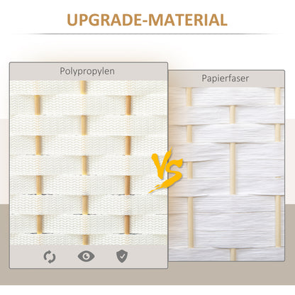 HOMCOM 6-teiliger Raumtrenner, Faltbarer Sichtschutz, Sichtschutzwand für Wohnzimmer, Schlafzimmer, Homeoffice, Weiß