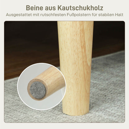 HOMCOM 2-Sitzer-Sofa, Doppelsitzsofa mit Kautschukholzbeinen, Polstersofa für Wohnzimmer, Schlafzimmer, Cremeweiß