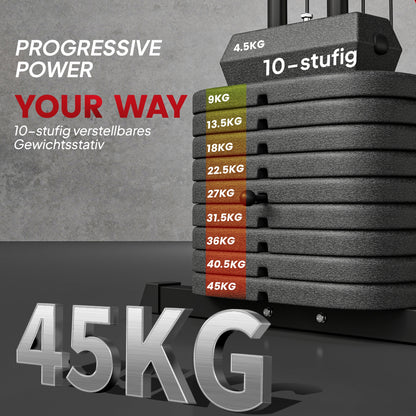 SPORTNOW Heim-Fitnessstation mit 45 kg Gewichtsblöcken, Hochseilzug, Bruststation, Beinpresse für vielseitiges Training