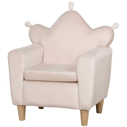 HOMCOM Kindersessel für Kinder 3-5 Jahre, weicher Stoffbezug, Rahmen aus Eukalyptusholz, 50 x 42 x 58cm, hellrosa