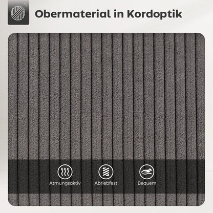 HOMCOM 2er-Set Barstühle mit Cordbezug und Stahlbeinen, Polsterstühle für Kücheninsel, Esszimmer, Grau