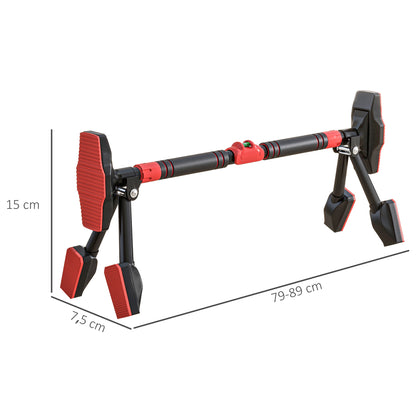 SPORTNOW Klimmzugstange, verstellbar 81-107cm, Wasserwaage, 6-Punkt-Unterstützung, Metall, Schwarz/Rot