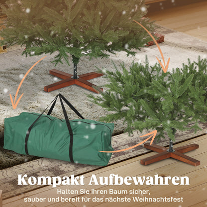 HOMCOM Künstlicher Weihnachtsbaum, realistisches Aussehen, klappbare Zweige, Holzsockel