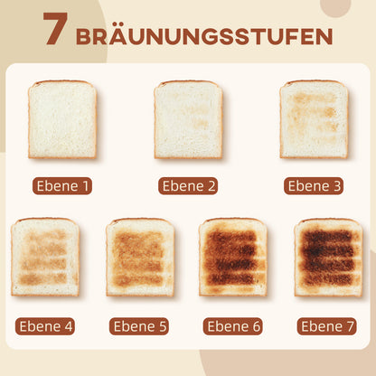 HOMCOM 4-Scheiben-Toaster, wellenförmiges Design, mehrere Funktionen, Krümelfach, Schwarz