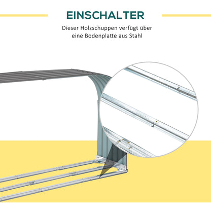 Outsunny Brennholzregal Holzregal, wetterbeständig, Stahl, 212 cm x 46 cm x 112 cm, Grau