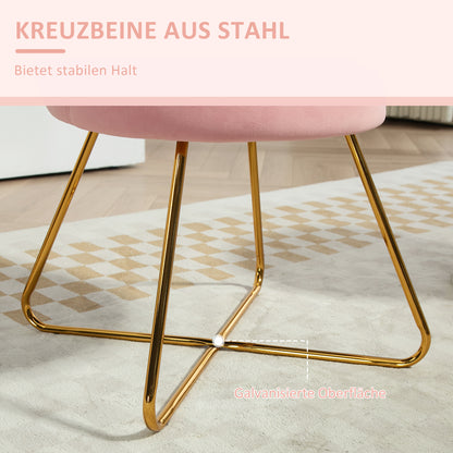 HOMCOM Polsterstuhl, Akzentstuhl mit Rückenlehne im Lotus-Design, Metallbeine, Rosa