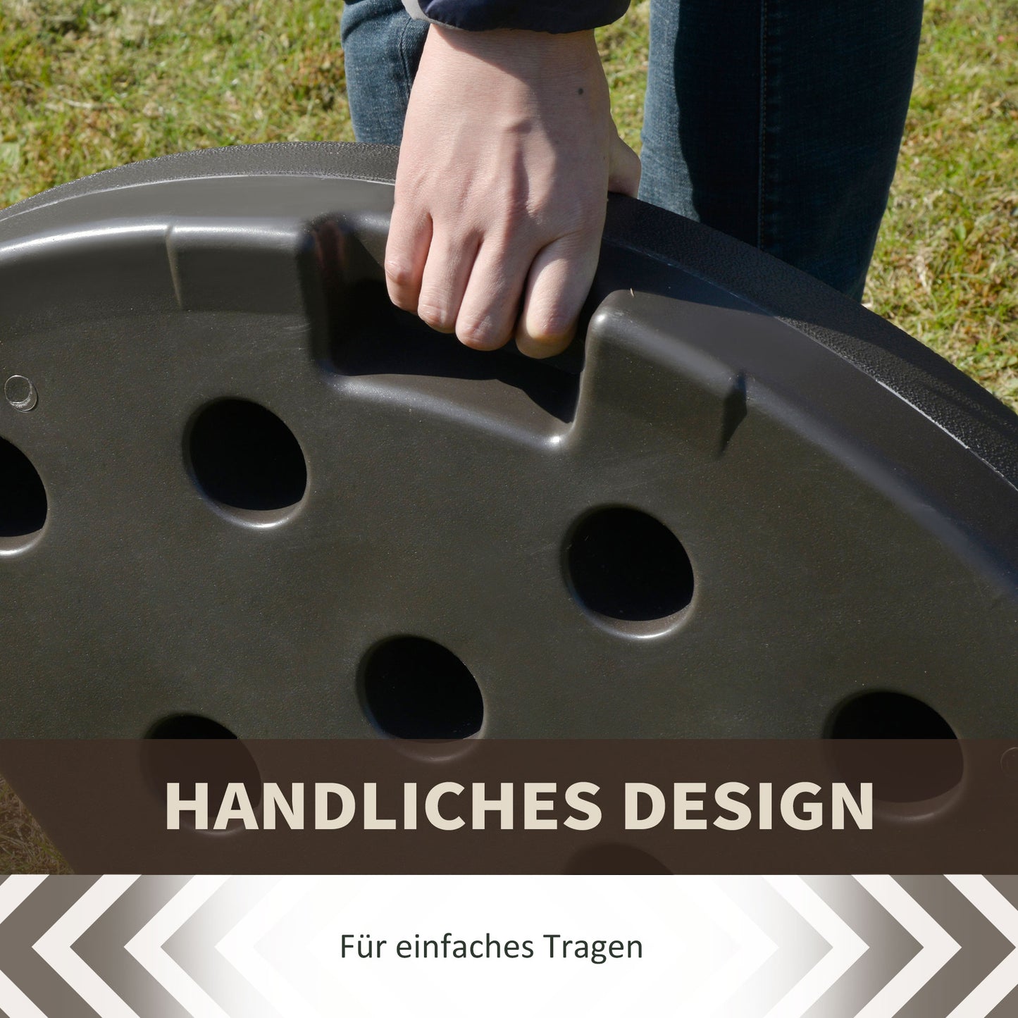 Outsunny Sonnenschirmständer 4-teilig, Schirmgewicht, Schirmständer, Bodenkreuz befüllbar med Sand/Wasser bis 25/17 kg, Gewichte Sonnenschirmfuß HDPE Kaffee
